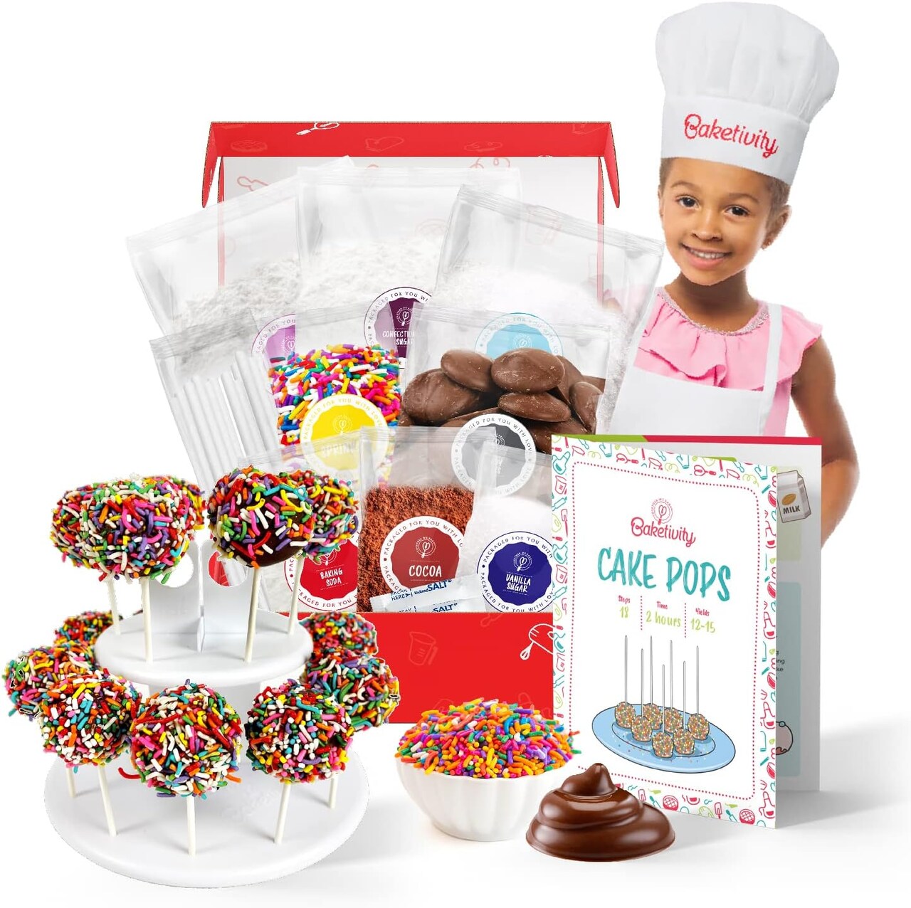 Cake Pop Kit by Baketivity | No Cake Pop Mold or Maker Needed | Cake Pop Stand and Baking Kit | Arts and Crafts for Kids Baking Sets | Kosher